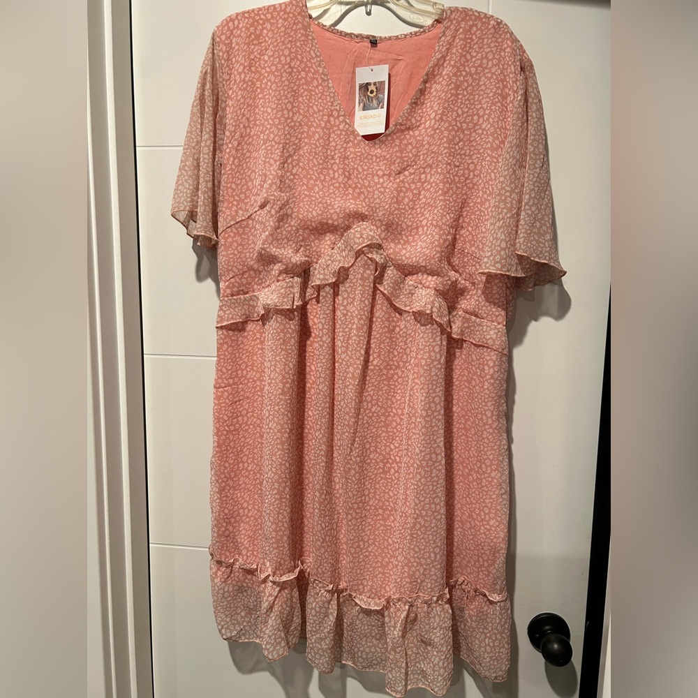 Chic Blush Ruffle Mini Dress - Picture 4 of 4